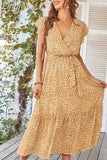 Women's Dresses Pink Dress Women Outfits Elegant Puff Sleeve Floral Dress Sexy V Neck Summer Dress Women