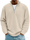 Men's Casual Zipper Wick Velvet Long-Sleeved Men's Polo Shirts For Autumn And Winter