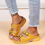 Women's Slippers 2025 New Thick And Low Belt Buckle Round Head Casual Shoes 35-43