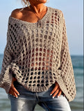 New Sexy Hollow Knitted Sun Protection Shirt Holiday Knitted Jersey Women's Spring And Summer Outside The Beach Hoodie