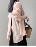 And Thin Tiansi Sunscreen Shirt Coat Women 2025 Summer New Back Fork Shirt National Wind Button Long-Sleeved