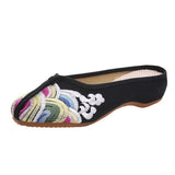 Zingj Spray Embroidered Cloth Shoes Retro Women's Cloth Slippers