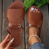 Zingj Size 2024 New Summer Slippers Women's Pure Color Woven Simple Everyday Beach