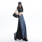 Zingj Design Sense Retro Thin Color Denim Skirt Tall Cover Meat High Waist Color Skirt Female Spring And