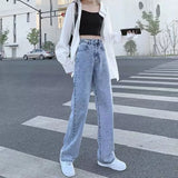 Zingj Jeans Women Fall 2024 Loose Wide-Leg Pants Straight And Long Size-Outfit