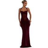 New Female Temperament Folding With Long Skirt Fashion Hanging Neck Sexy Bag Hip Dress