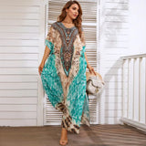 Style Printed Oversized Beach Blouse Sexy Holiday Sweater Long Robe Bikini