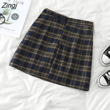 Womens Plaid Student Classic Females Mini Skirt Harajuku High Waist Korean Style Vintage Daily Leisure Cute Kawaii