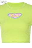 Fashion Letter Printed Short Sleeve Vintage Crop Top 2023 Summer Women Sexy Skinny T Shirt Female Streetwear Tee