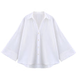 New Linen-Blend Wide-Sleeved Loose Shirt