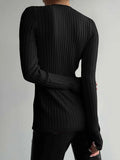 Streetwear Fashion Black Knit Cardigan for Women V Neck Buttons Sexy Autumn Sweater Slim Basic Knitwear Elegant