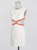 Gentle Style Dress Women 2025 Spring New Fashion Temperament Fresh Sweet Sleeveless Diamond Short A