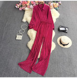Suit Female Temperament Loose Long-Sleeved Shirt Two Sets Of Leisure High-Waist Hanging Pendant 100