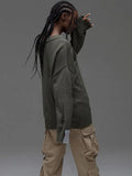 Wind White Label Decoration Rotten Sweater Women Lazy Wind Loose Long-Sleeved Hot Girls Autumn And Winter Clothes