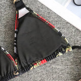 Zingj New Print Straps Women's Split Swimsuit Sexy Metal Accessories Bikini