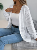 And Winter Pure Color Hollow Lantern Long-Sleeved Sleeve Sweater Long Coat Women's