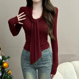 Autumn And Winter Dress Alone Special Tight Bottom Shirt Top Dress Small Design Solid Color Long Sleeves With