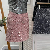 Lewd Skirt High Waist Thin Anti-Light Bag A Word Flashy Bundi Skirt