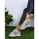Belt Buckle Slope Sandals Women 2025 New Heel Pine Cake Thick Soles Hollow Fish Mouth Women