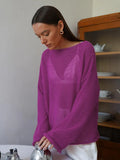 Zingj Sweater 2024 Spring / Summer New Female Perspective Thin Big Round Collar Horn