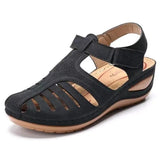 Summer New Large-Size Hole Shoe Bag Head Retro Sandals Magic Sticker Hollow Slope And Round Head Women's