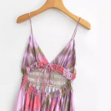 Women's Clothing Explosion Tie-Dye Printing Belt Sling Dress French Fashion
