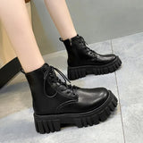 New Spring And Autumn Small Martin Boots Women In The Wind Boots With Round Head Thick Background Boots Single
