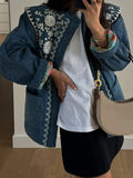 Printed Pocket Cotton Jacket 2025 Autumn And Winter Women's Single Buckle Commuting Warm Coat