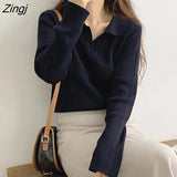 Sweaters Women Minimalist Stretch Office Lady Clothing Simple Pure Long Sleeve Stylish Ins Female Pullover Chic