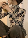 Zingj Anti-Hook Silk Quality Mesh Bottom Shirt Women Spring 2024 New Thin Micro Transparent High Collar Inside The T-Shirt