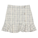 New Autumn And Winter Lattice Coarse Flowers Of The Half-Body Skirt High Waist A Word-Bow Irregular Fishtail Skirt