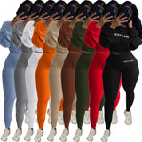 Women's Clothing Autumn Ribbed Pit Letter Embroidery Sports Leisure