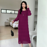 2025 Sweet Gentle Wind Collar Folded Texture Loose Dress Female Thin Temperament Elegant