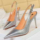 Shoes 2022 New Patent Leather Woman Pumps Stiletto Heels 9.5 Cm Office Shoes Fashion High Heels Hollow Women