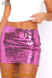Women Short Skirts Slim Fit Casual High Waist Shiny Sequins Summer Skinny Mini Skirt Party Nightclub
