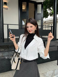 Xixi 2025 Autumn White Label New Temperament Simple Two-Piece Set Of Collar Shirt Long Sleeve Top