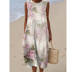 And Summer 2025 New Sleeveless Casual Print Temperament Dress Dress Body Small Fresh Casual