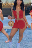 Sexy Chain Bandage Two Piece Set Summer Clothes Crop Top Mini Skirt Suit Club Outfits Vacation Matching Sets for