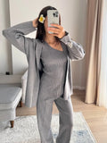 Lazy Knitted Casual Sweater Gray Camel Two-Color High-End One-Shoulder Vest With Wide-Legged