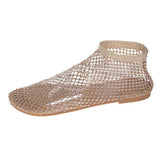 Summer New Color Water Drill Flat Beach Sandals Large Size Breathable Mesh Hollow Women
