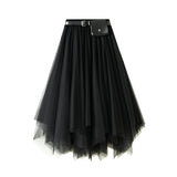 Half-Dress 2025 New Spring And Summer Long Black Big Swing Skirt Super Fairy Lace Mesh Dress