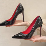 Summer New Large Fashion Single Shoe Tip Light High-Heeled Shoes Patent Leather Thin Heel Women's