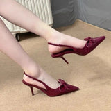 Sandals 2025 Spring And Summer New Bow After The High Heel Fairy Shallow Thin And Korean Version Of Women's