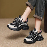 Layer Of Cowhick Thick-Bottomed Old Dad Shoes Autumn New Coloring Sports Single Shoes Leather Casual