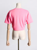 Summer New Set Diamond Sequin Bow Design Sense Short-Sleeved T-Shirt Women's Niche Design Sense Short