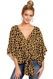 Women's Sexy Hot Girl Spring And Summer V-Neck Short-Sleeved Knot Print