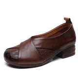 Layer Of Cowhed Leather Retro Windy Mother Shoes Autumn New Soft-Soled Single Shoes Women Casual Small Leather