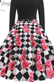 Dot Elegant Party Dresses Women Long Sleeve Winter Dress Big Swing Rockabilly Vintage Dress Casual Christmas