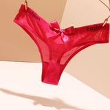 Lace Transparent Sexy Thong Female Scarlet Breathable Bow Low-Rise Cotton Crotch Hot