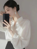 Temperament White Shirt Woman 2025 Spring High-End Professional Commuting Long-Sleeved Top Fashion Chiffon